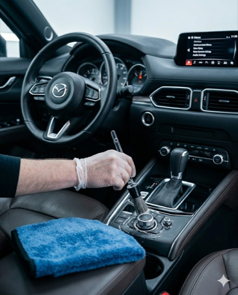 Detailing the centre console and interior surfaces