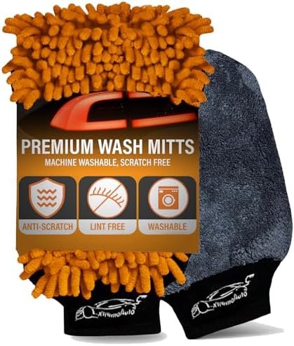 Xtremeauto Premium Car Wash Mitt Double Pack - Professional Cleaning Microfibre...