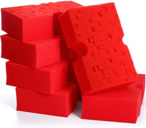 Tioncy 6 Pcs Big Red Sponge Rinseless Car Wash Sponges Bulk Large Non Scratch...