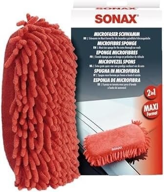 SONAX Microfibre Sponge (1 piece) - XL sponge, highly absorbent. Foams up car...
