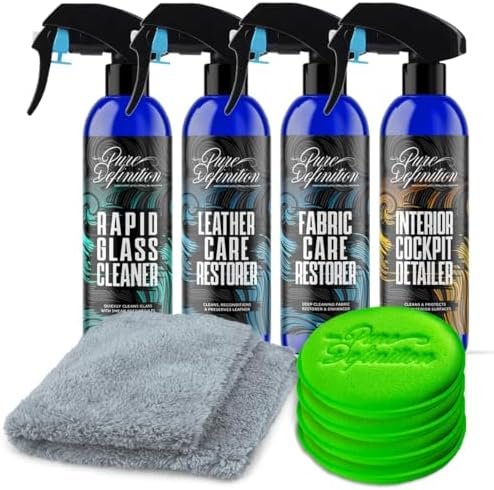 Pure Definition Car Interior Cleaning Kit, Glass, Leather, Fabric Cleaner and...