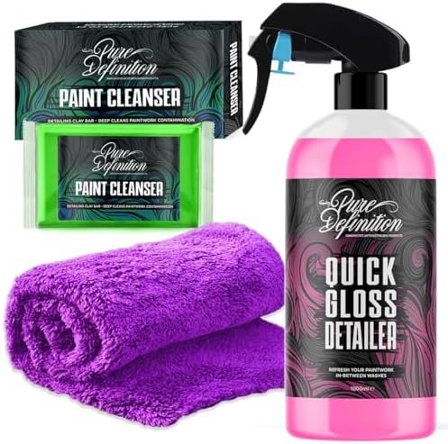 Pure Definition Car Clay Bar Kit, Fine Grade Claybar Block & Detail Lube Spray,...