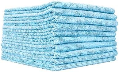 The Rag Company (10 Pack Edgeless 300 16 x 16 Microfiber Terry Towel, Light Blue