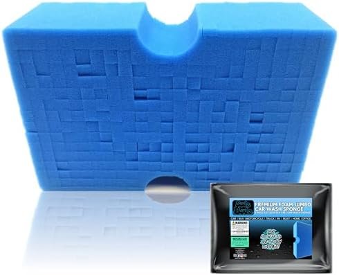 Premium Jumbo Foam Grid Car Wash Sponge 1pc | Anti-Marring Sponge for Soap and... (Sudz Budz)